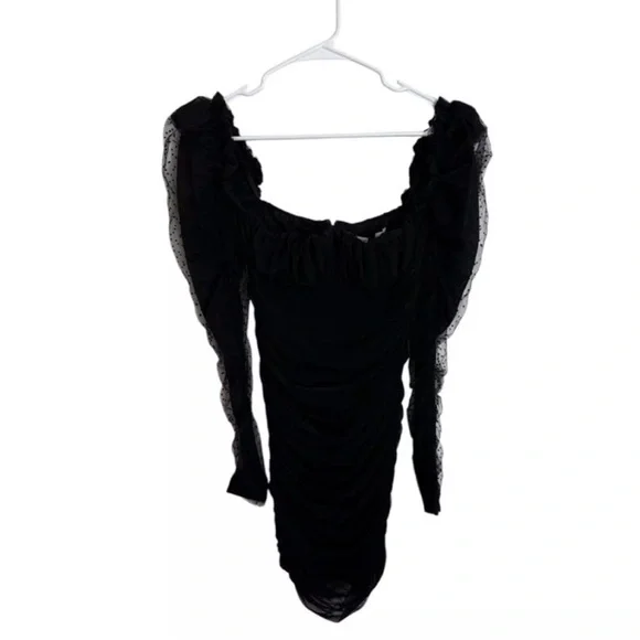 House of CB Elegant Black Long Sleeve Mini Dress Size S - Picture 5 of 12